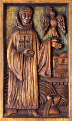Bas Relief Wood Sculpture of St. Benedict