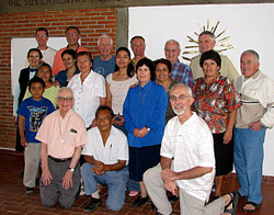 Friends from the Base Christian Community of La Nopalera with the brothers at the Guadalupe Center in Cuernavaca.