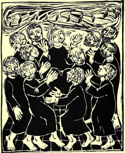 woodcut of pentecost