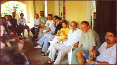 monks in a meeting