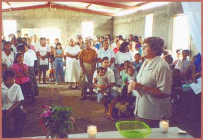 Sister leads group in prayer